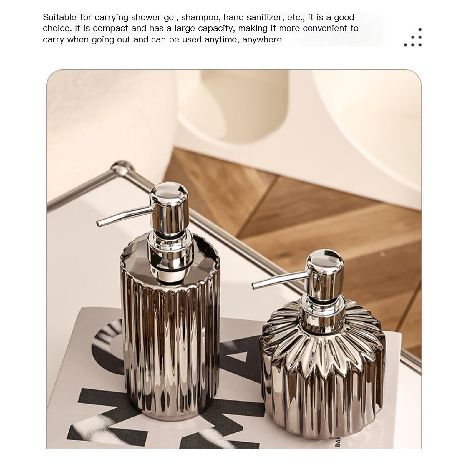 Keramik-Seifenspender mit Pumpe, nachfüllbar, Badezimmer-Händedesinfektionsmittel und Lotionsflasche für Toilette, Schwarz, 370 ml