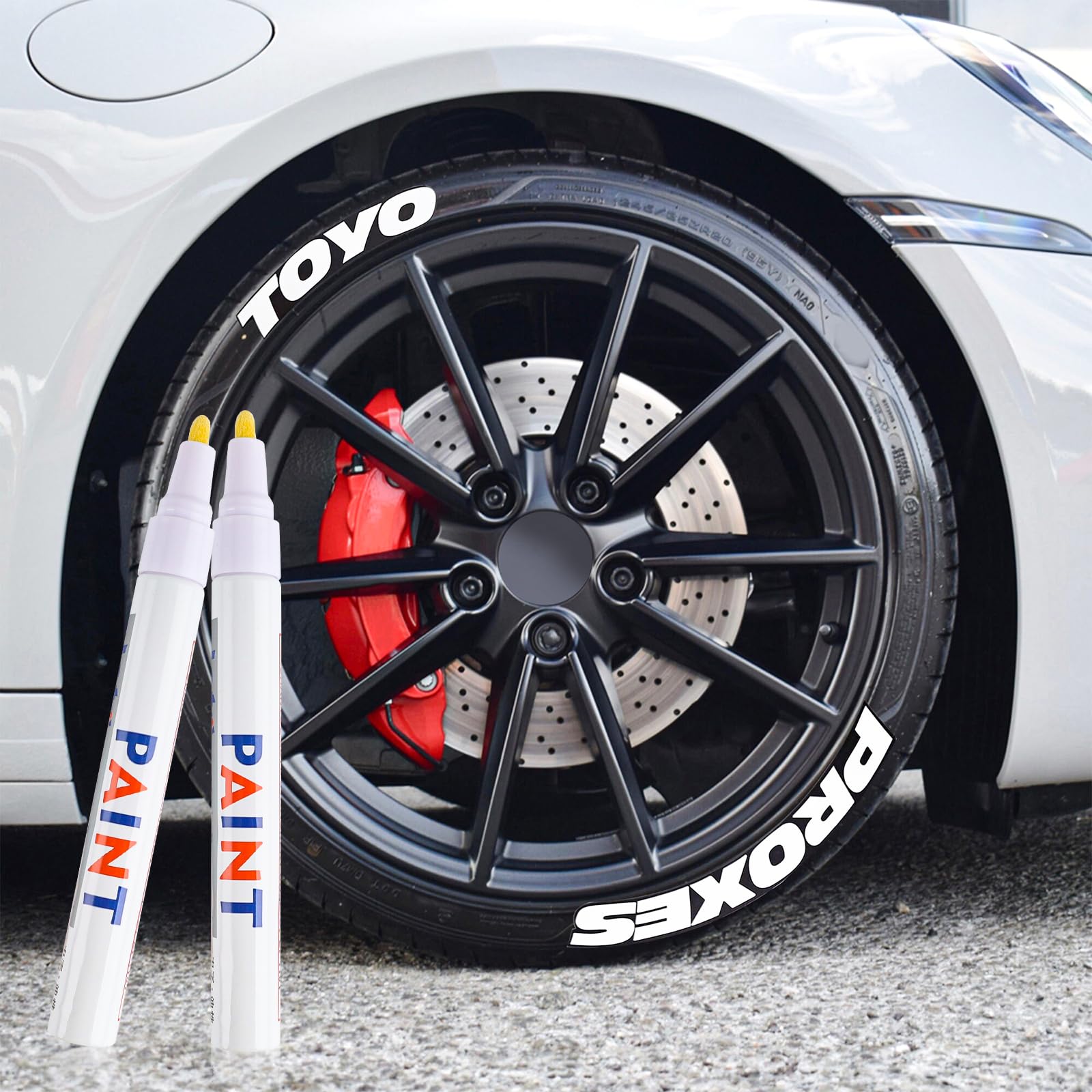 Inchiostro Impermeabile Bianco 4 Pennarelli Per Pneumatici Auto - Impermeabili, Colore Bianco, Per Scritte Su Ruote E Finestre Inchiostro Impermeabile Auto - Foto 8