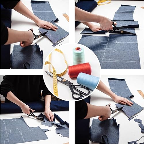 Miniatura 7 de Tijeras de tela de 9 pulgadas, tijeras de costura profesional afiladas para sastre de cuero, tijeras de sastre de acero de alto carbono japonesas