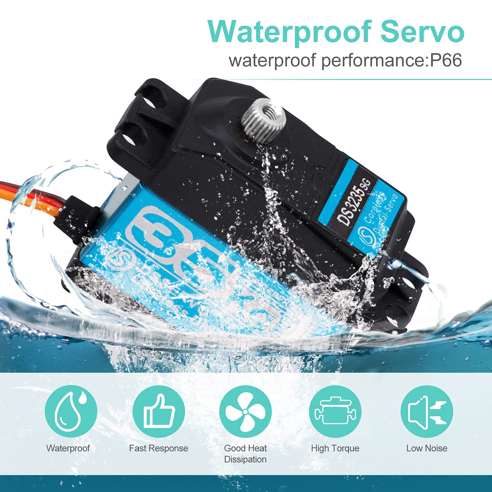 35KG Servomotore Digitale Coreless Ingranaggio in Acciaio Inossidabile 7.4V Coppia Elevata Impermeabile DS3235 con Braccio servo 25T per Robot per Auto RC (180 °