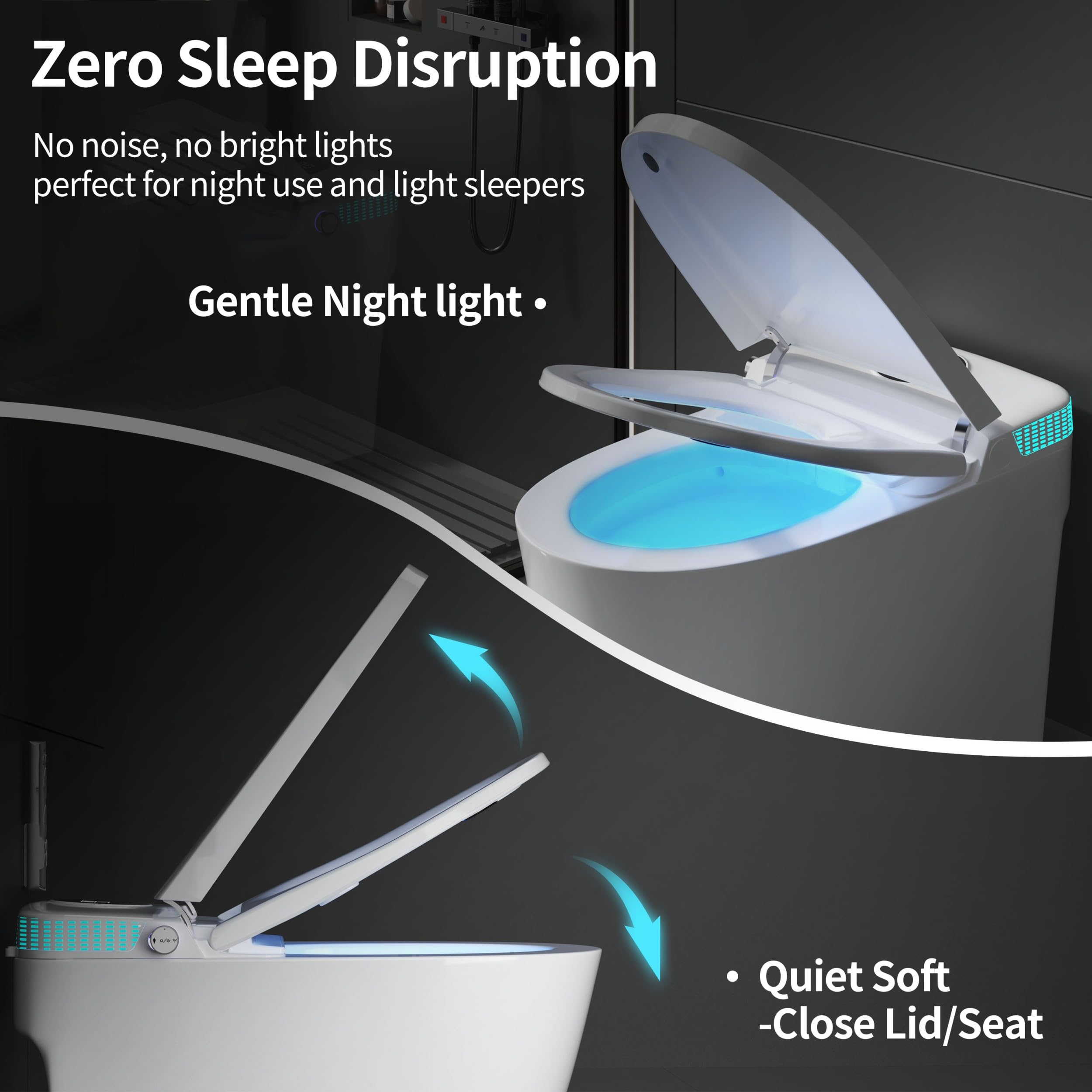 Tankless Smart Toilet with Integrated Bidet One Piece Elongated Intelligent Toilet with Heated Seat Child Mode Foot Kick — view 8