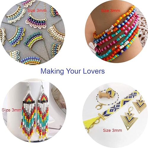 Miniatura 7 de Tibaoffy Cuentas de semillas de cristal tamaño 80 para manualidades, cuentas de caballo de 0.118 pulgadas con caja organizadora para hacer joyas (24