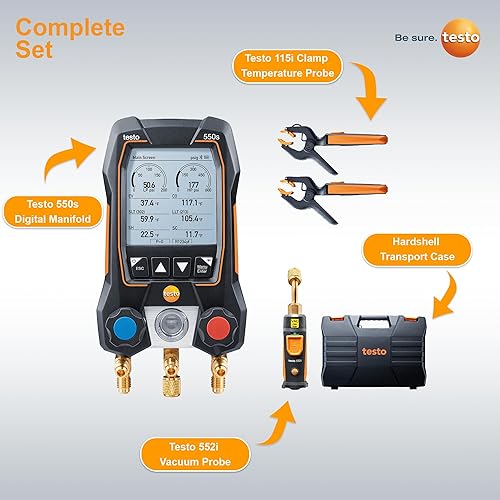 Miniatura 8 de Testo - Kit automotriz 550i con colector digital operado vía aplicación, abrazadera de tubo, termómetro para aire acondicionado, sistemas de