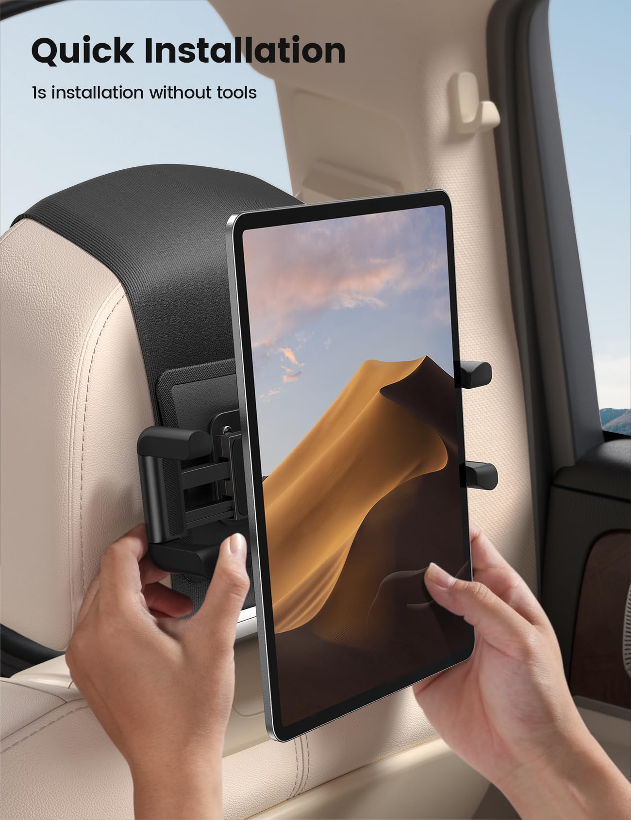 Lamicall 2 Sztuki Uchwyt na Tablet do Samochodu na Zagłówek - [Składany Gruby Zacisk] 360° Obrotu Uchwyt Samochodowy Tablet, Uchwyt na iPad do Samochodu na Zagłówek dla iPad Pro, Air, Mini, 6,1-13”