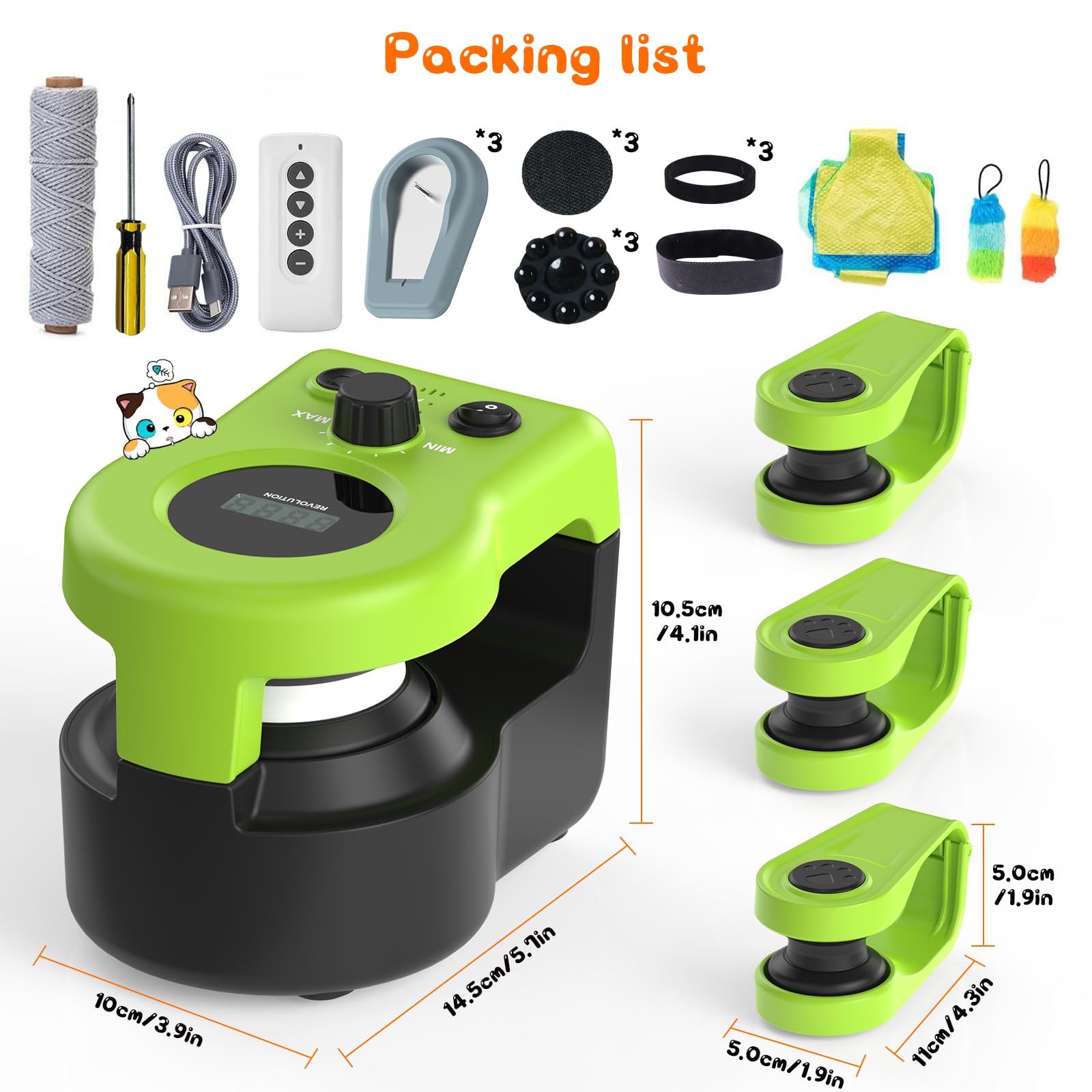 ITSHINY Juguete eléctrico para gatos, autoempleo con caminos ajustables, modos automáticos y manuales, recargable por USB