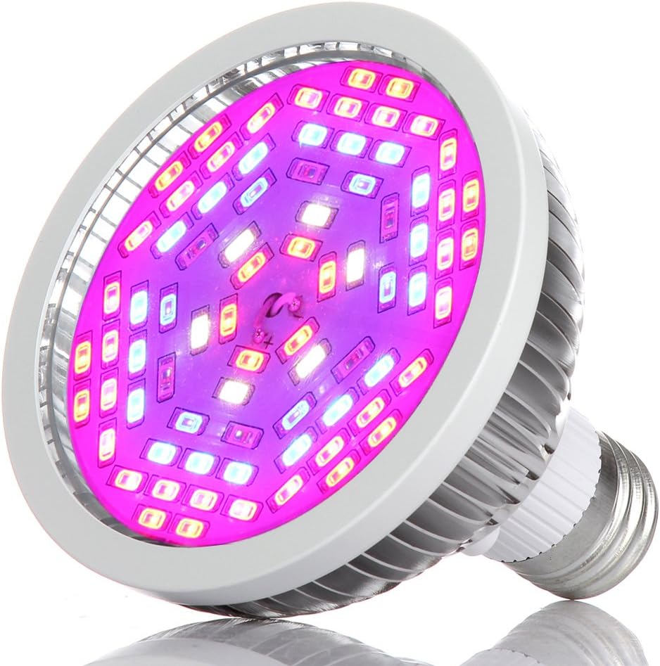 JADIDIS ,50W Led Grow Light,Grow Lamp E27 For Room Plants Hydroponic System Grow Tent (With Glass Lense Cover)