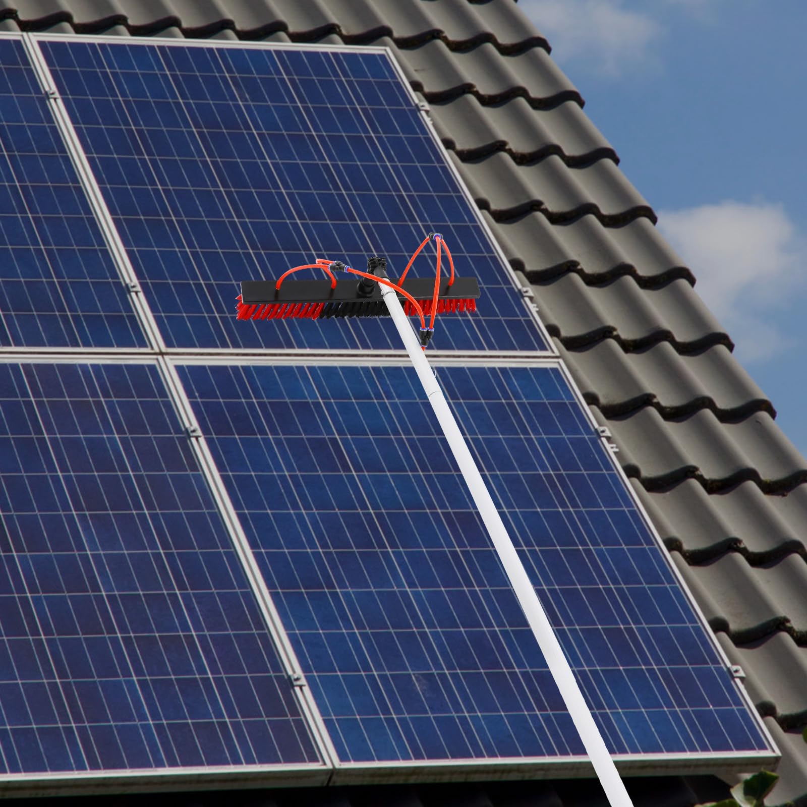 Barra de limpieza para ventanas exteriores, 1 – 9 m, cepillo telescópico para limpieza de ventanas, kit para panel solar con tubo de agua largo