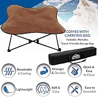 Vista 4 de Outrav Cama plegable para mascotas, tumbona elevada para perros y gatos, portátil, plegable, acolchada, marco de acero, se pliega a 12 x 12 x 36