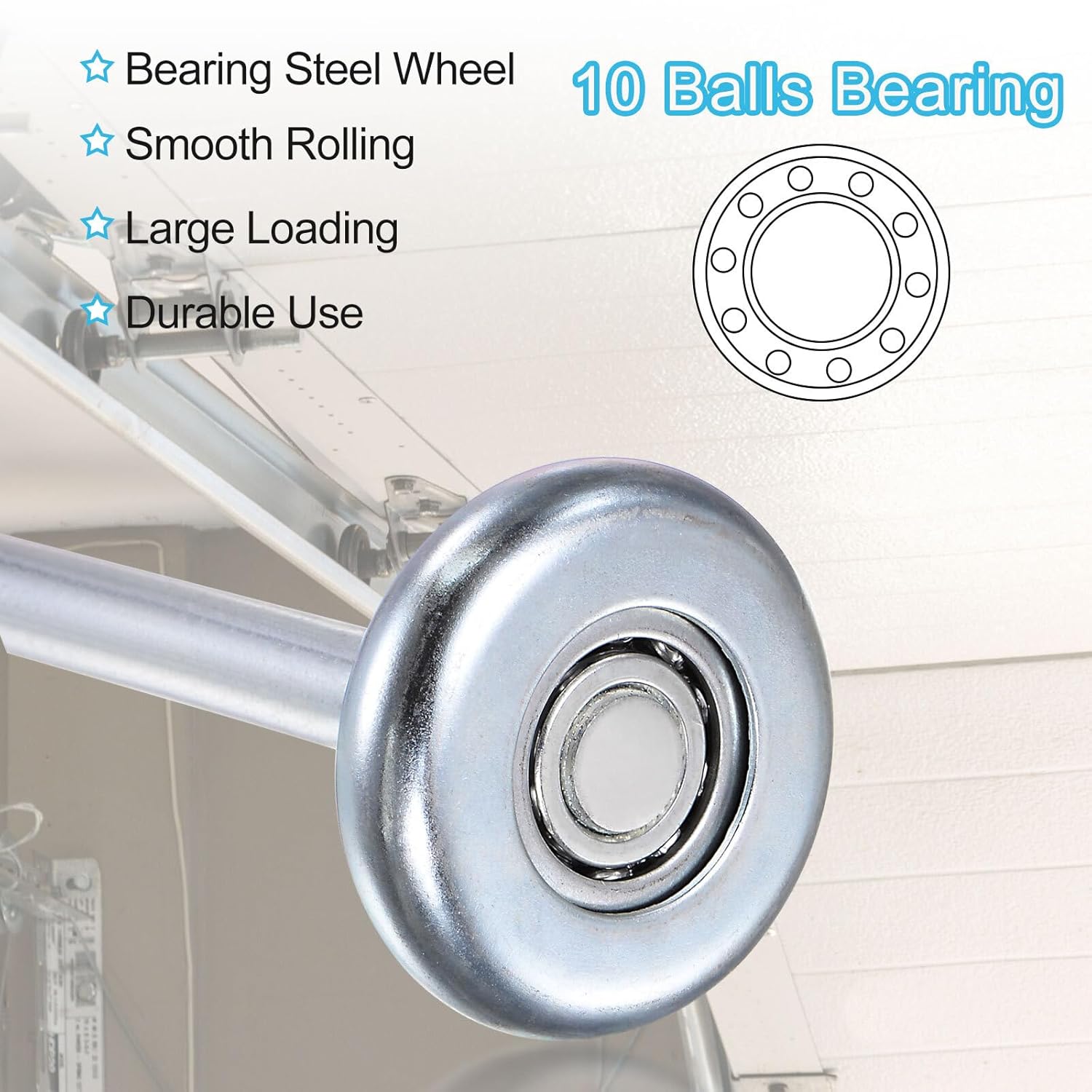 #US 2pcs 1.8" Steel Garage Door Rollers for 2" Track 7" Long Stem Roller Wheels