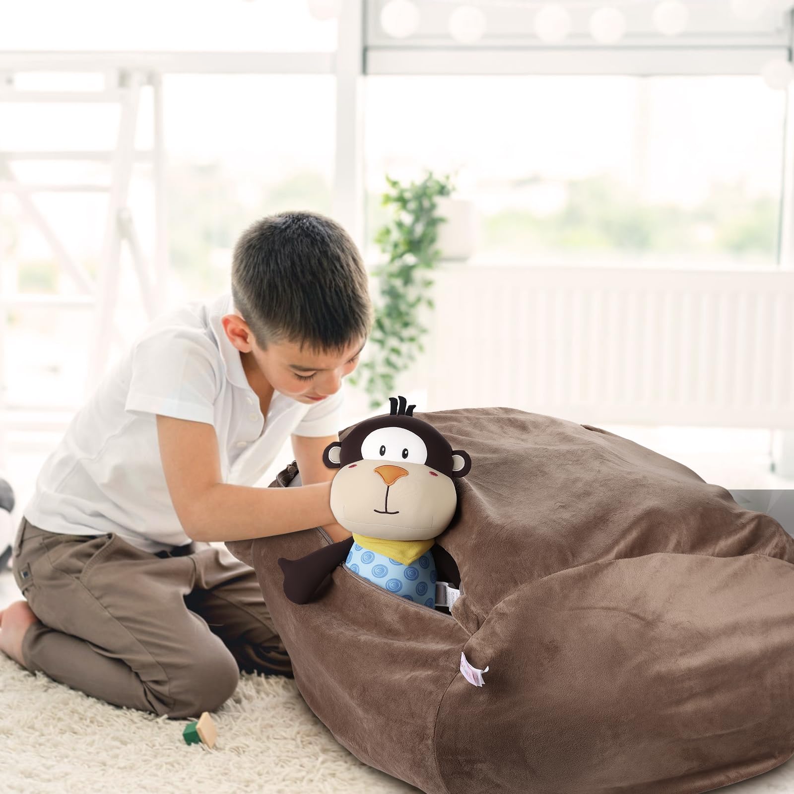 Borsa Porta Peluche 24 Pollici - Sacco Organizzatore Con Cerniera | Pouf Per Giocattoli E Cuscino Per Bambini