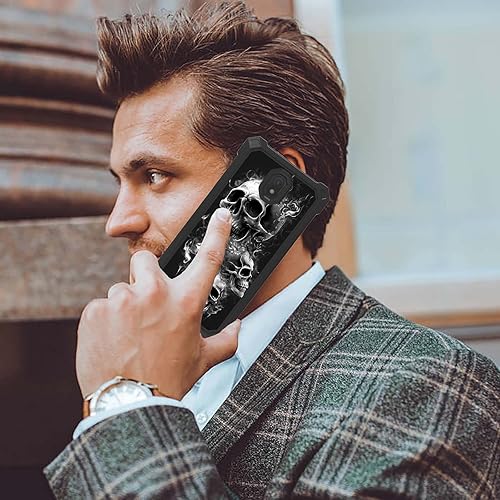 Miniatura 7 de Funda para Nokia C100 con protector de pantalla de vidrio templado, doble capa resistente a prueba de golpes de policarbonato duro + cubierta de