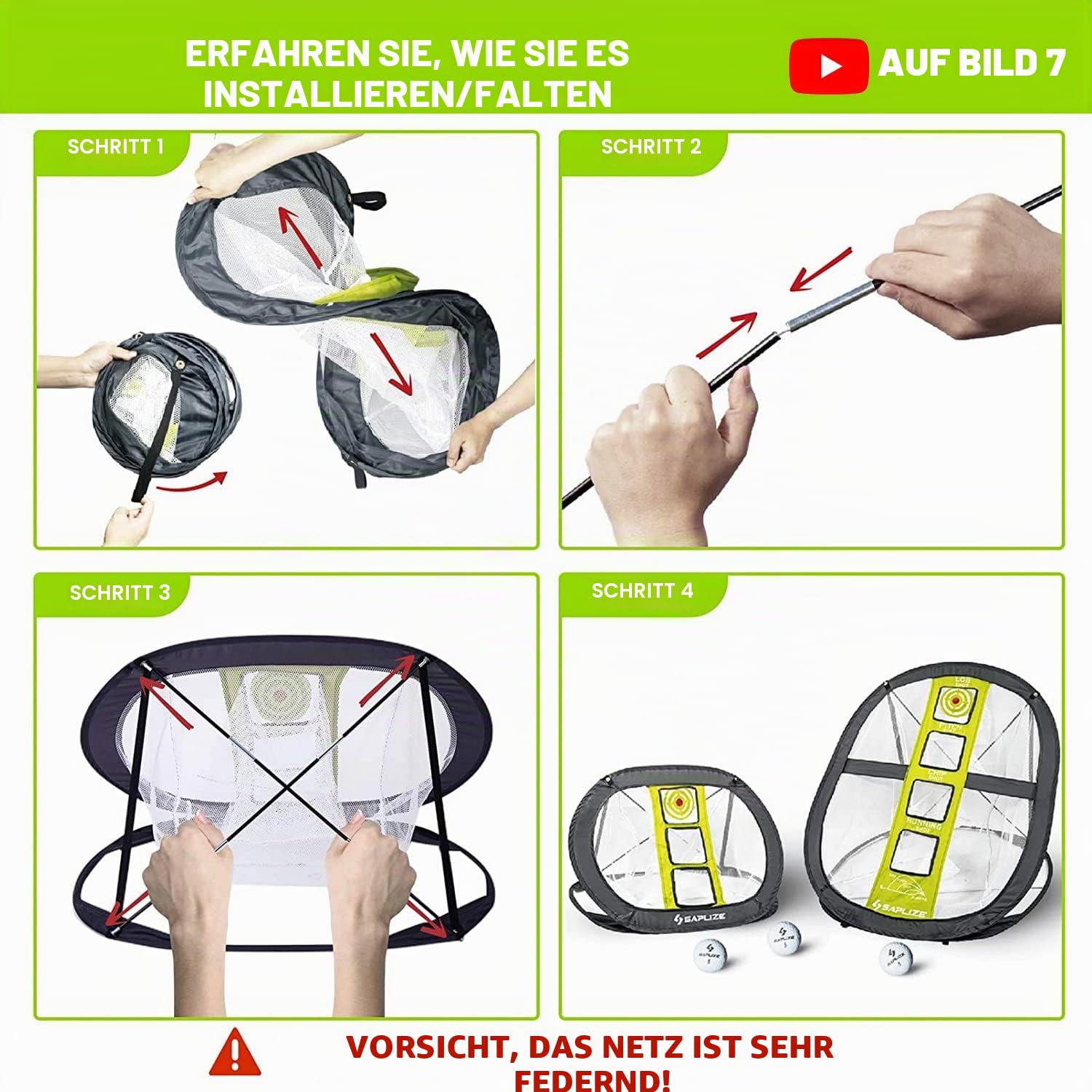 SAPLIZE Ultra-stabiles Golf Chipping Net, Indoor/Outdoor Golfziel Zubehör für Hinterhof Genauigkeit und Swing-Übung, Golf Geschenke für Männer, Momen, Dad, Kinder, Jungen, Jugend und Golfer