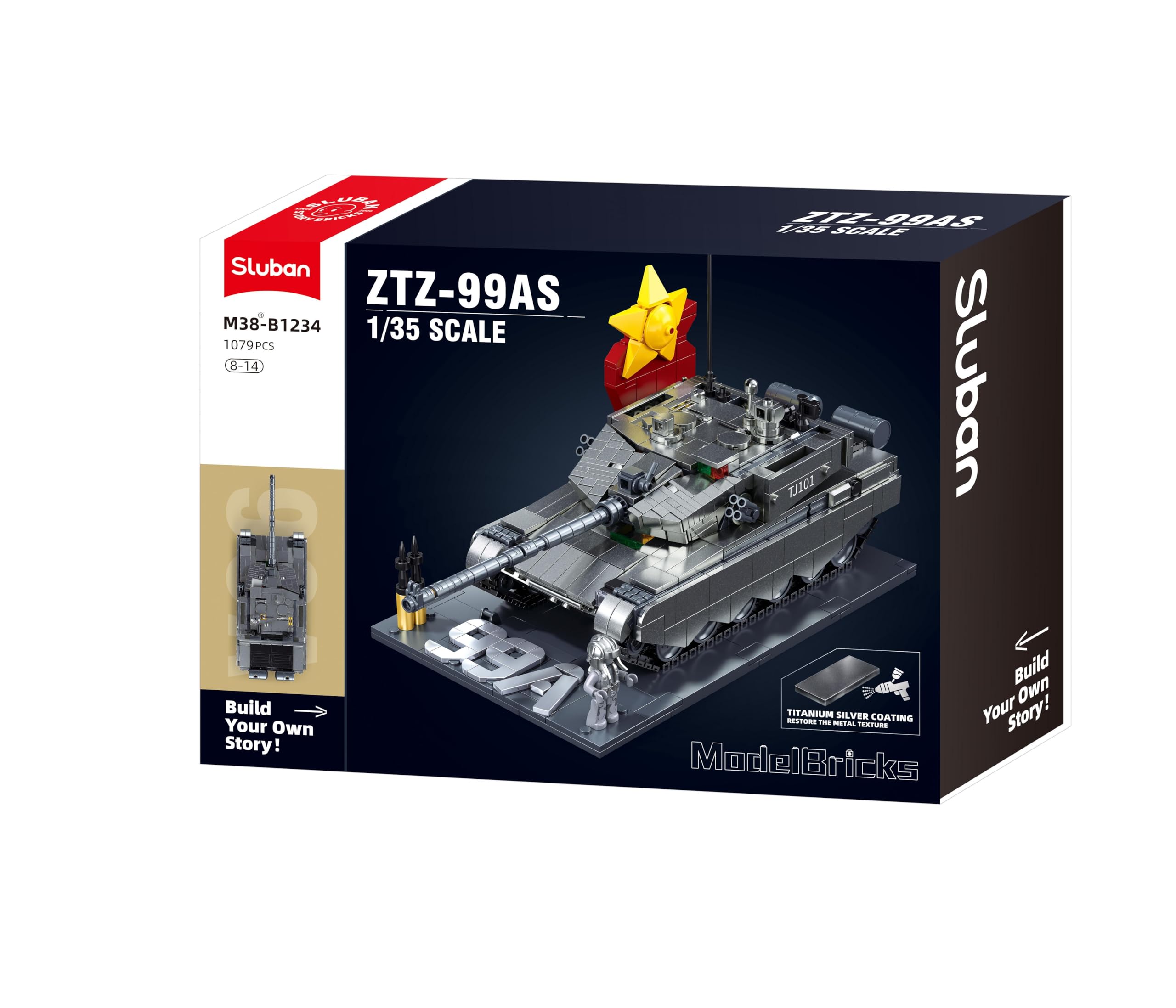 Sluban M38-B1234 99AS Tanque de Batalla Principal 1076 Piezas