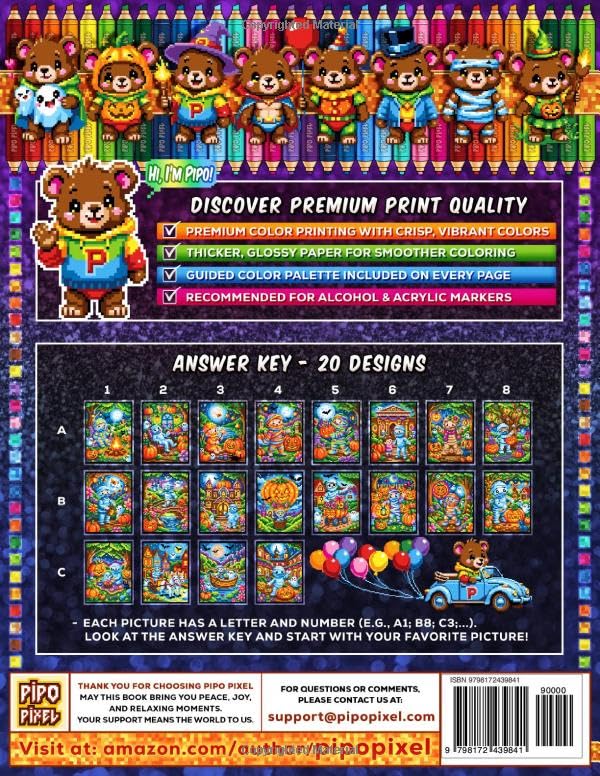 Color by Number - Merry Mummies - Mystery Mosaic Coloring Book - Vol. 26: 20 Pixel Art Designs - Cute Mummies And Spooky Halloween Fun (Premium Print: Mystery Mosaic) image 3