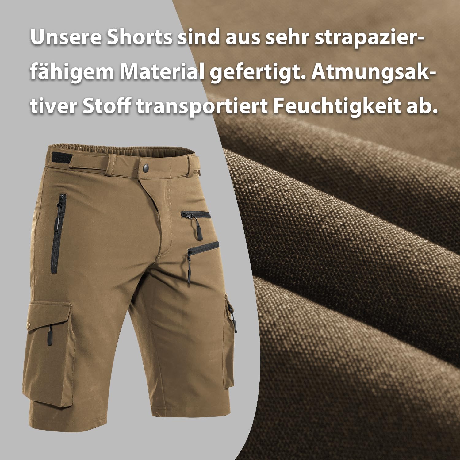 Hiauspor Pantalones cortos para hombre, verano, ligeros, de secado rápido, con 5 bolsillos, bermudas cargo, pantalones de senderismo, deporte, chino, trekking, exterior, MTB, pantalones cortos,