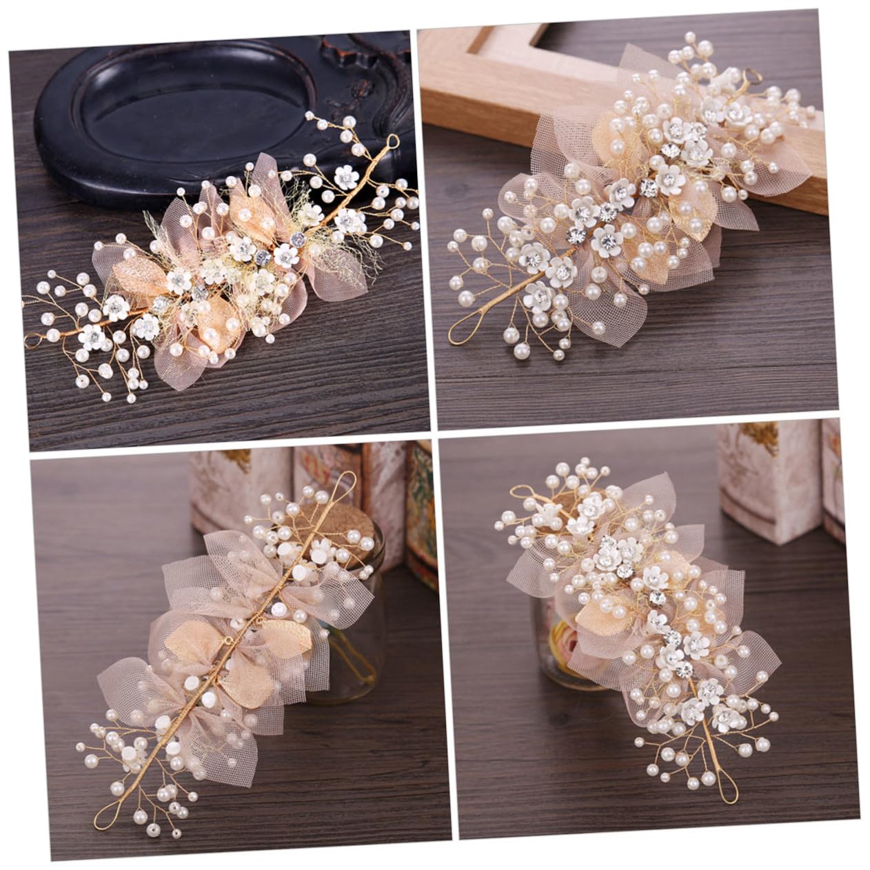 VICASKY 5 Pezzi Fascia Sposa con Artificiali Leggera e Accessorio Cerimonia per Damigelle e Matrimonio Decorativa per Acconciature Romantiche