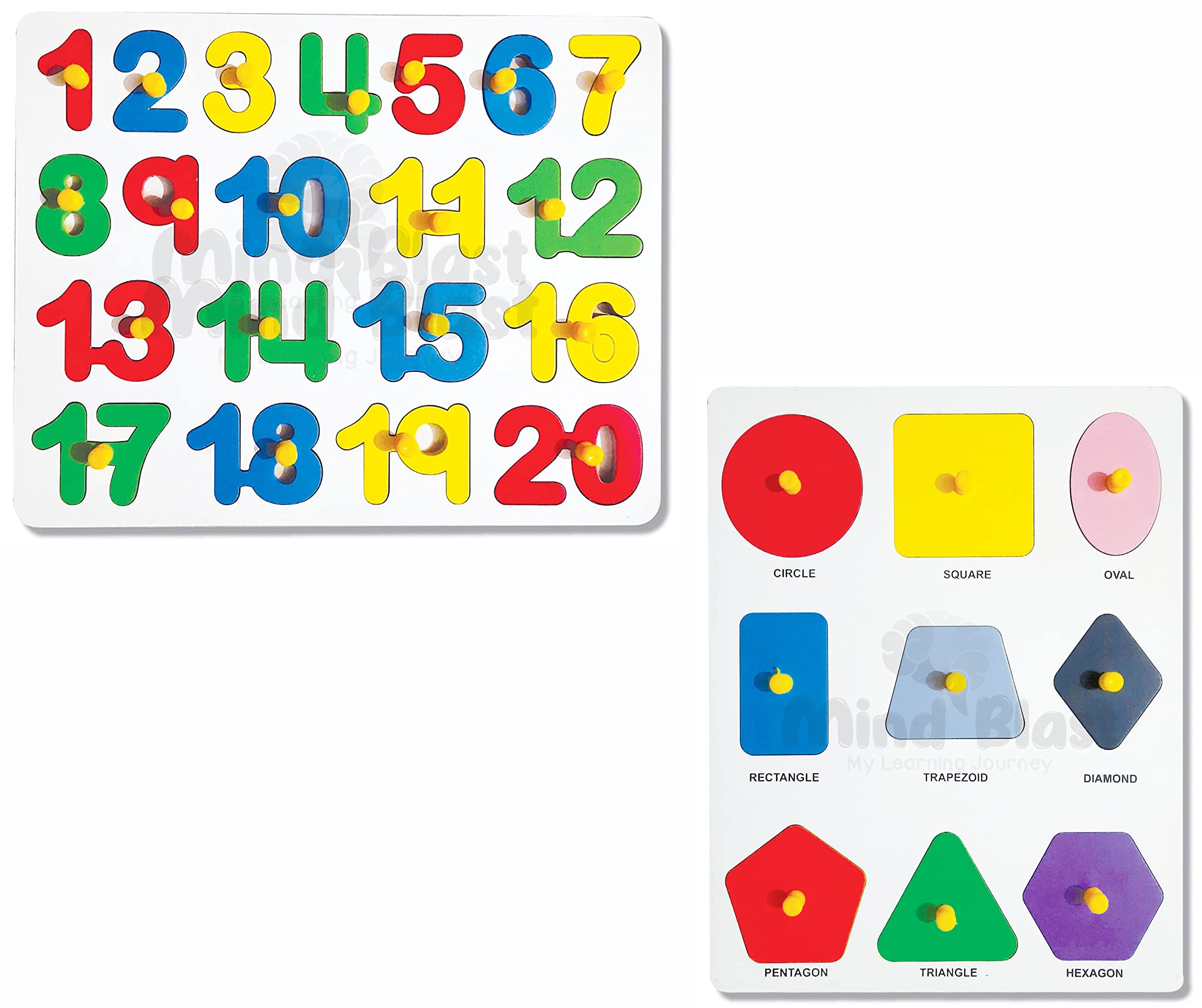 MIND BLAST Wooden Number 1 to 20 + Colors Shapes Puzzles Toys for Children, Montessori Digital Blocks Educational Learning Puzzle Toy for Kids 3 Years+ (Set of 2) (B0BWBH9FS5) Amazon Price History, Amazon Price Tracker