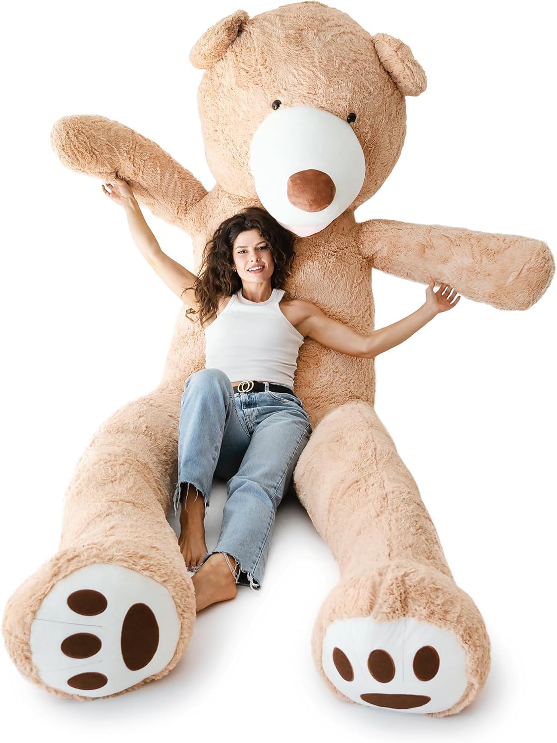 MKS XXL Teddybär 260 cm mit waschbarem Bezug & Reißverschluss – großer riesen teddybär aus weichem Polyester, XXL Kuscheltier als Deko & Geschenkidee, großer teddybär für Zuhause.
