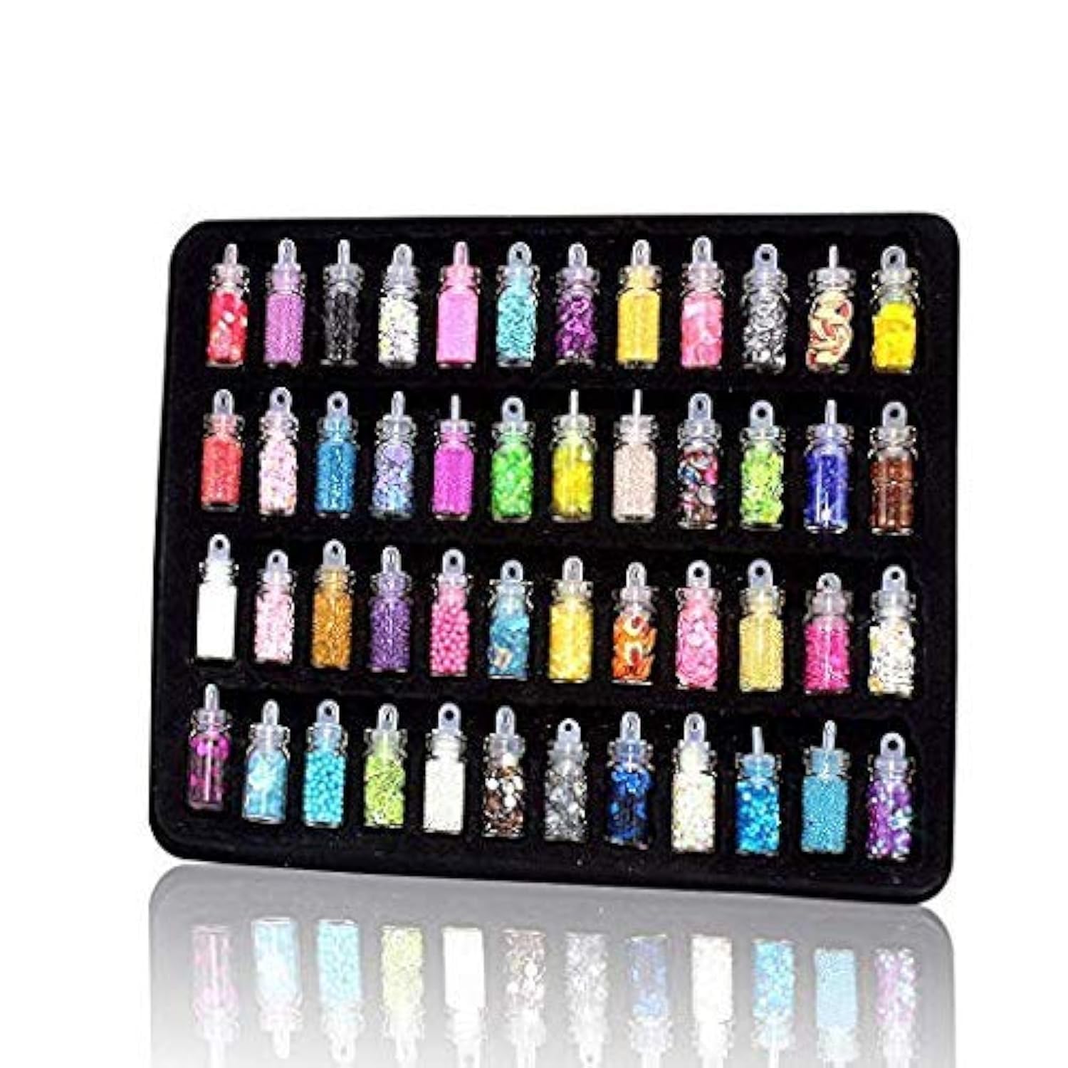Slime Sparkling Eyeshadow Nail Art Glitter Dust Powder Set for Nails and Face Glitter Powder Sequins for Prom Performances Party - 48 Colors by FAMEZA-image-30