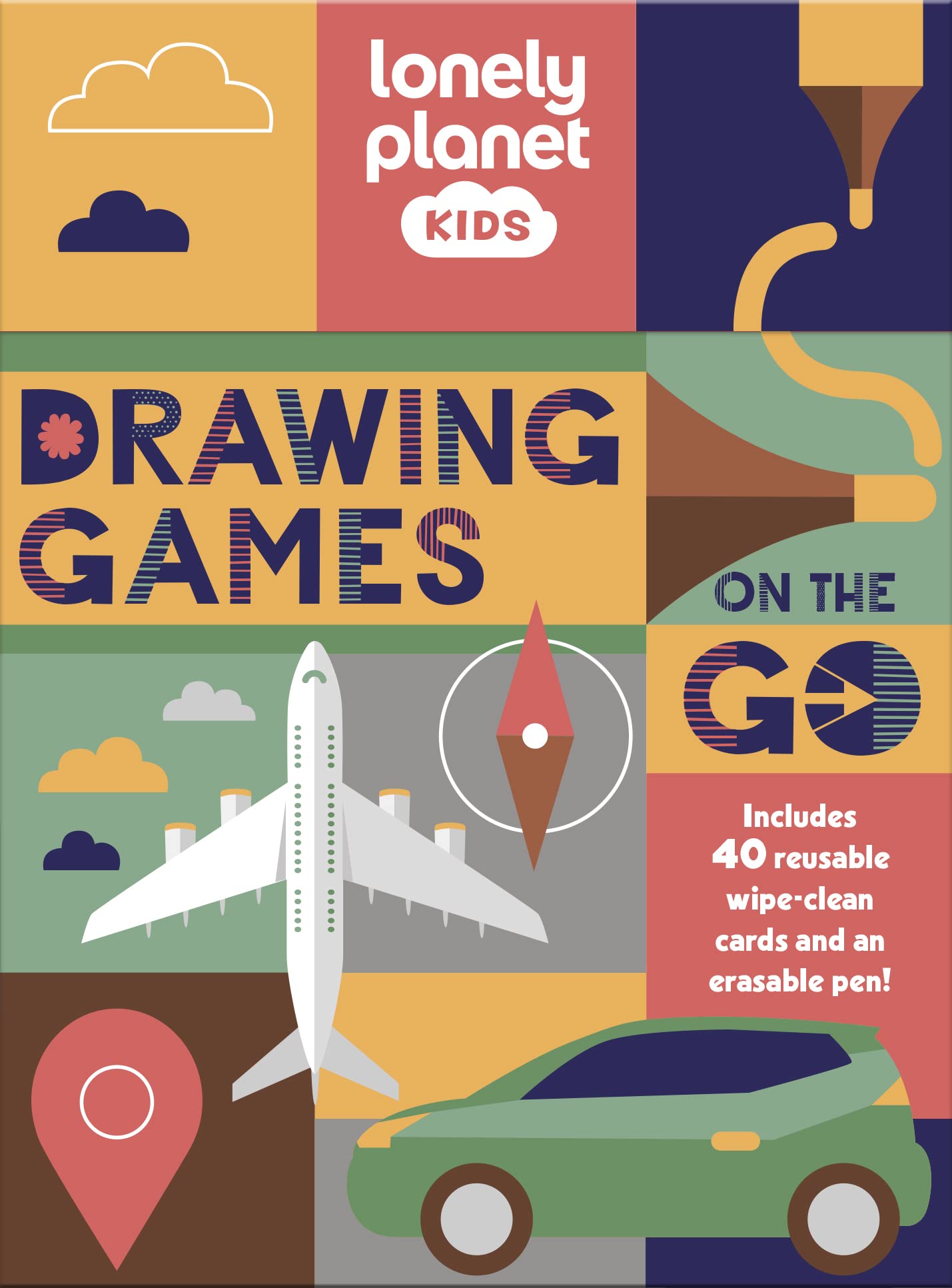 Lonely Planet Kids Drawing Games on the Go: Includes 40 Wipe Clean Cards & Pen | Fun & Colourful Challenges & Activities | Mazes, Picture Quizzes & More