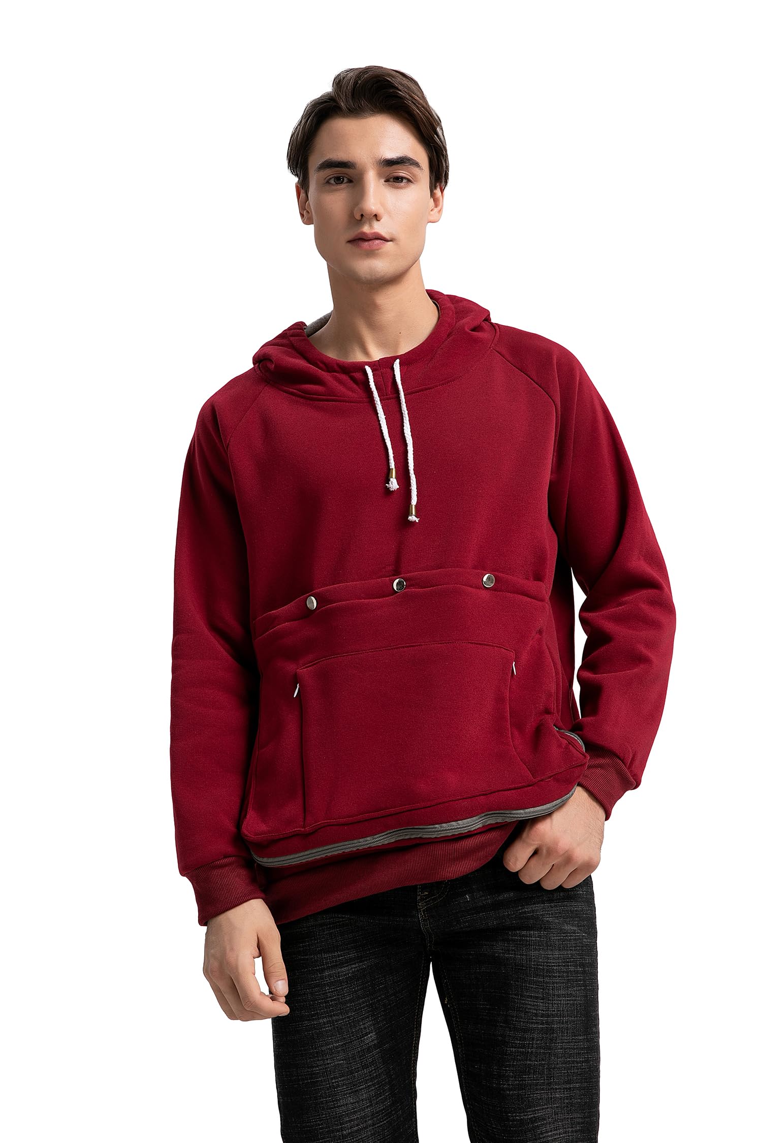 Kei Tomlison Pet Cat Dog Pouch Hoodie Small Animal Carrier – Kitten Puppy Pouch Sweatshirt Holder Fleece Unisex Hoodies Burgundy