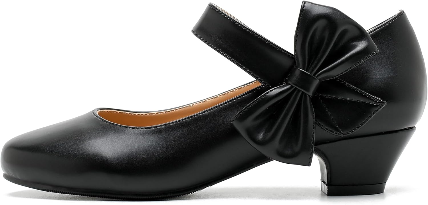 Women's Bow Mary Jane Low Chunky Heel Pumps Ankle Strap Side Bow Round Toe Dress Wedding Party Shoes - Image 4