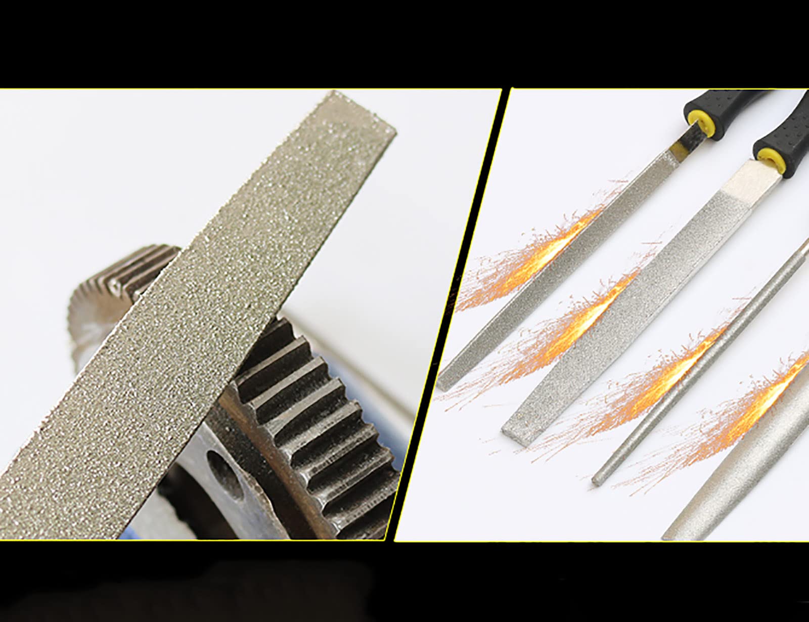 ZPECIAL Handwerkzeug-Sets, 4-teiliges Feilen-Set, Diamant-Feilen-Set, Metall-Holzraspeln mit Flacher, Halbrunder, runder und dreieckiger Feile (Größe: 310 mm)