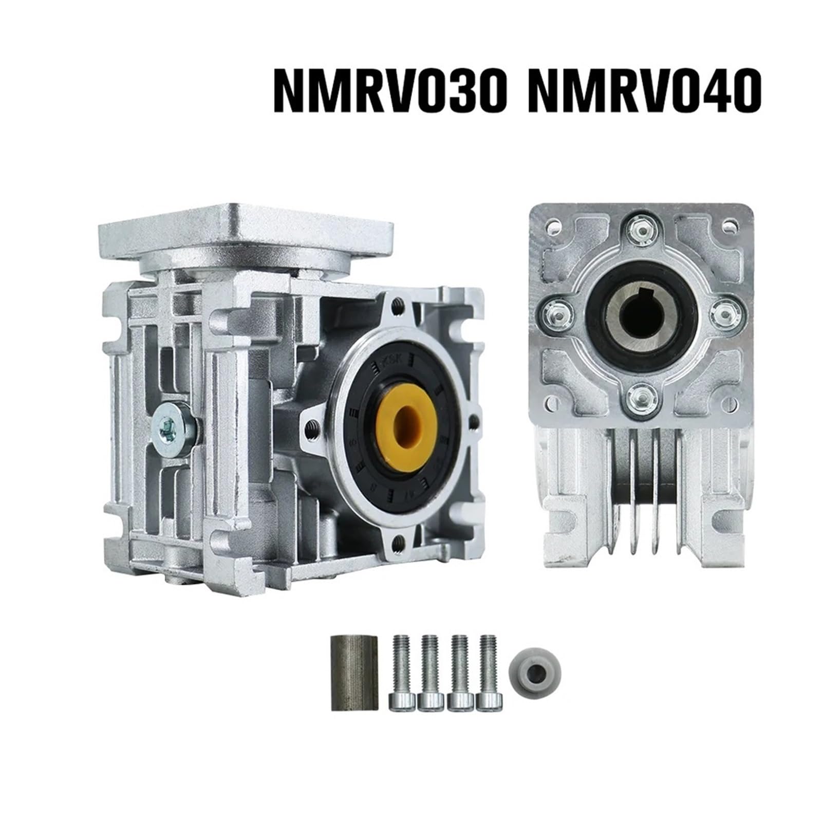 Reductor sinfín NMRV para motores NEMA 23 34, ángulo recto | Caja NMRV030 NMRV040 con entrada 11/14mm, salida 14/18mm y relación 5:1-100:1 para CNC(Ratio100)