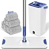 Floor Mop and Buckets Sets: Flat Head with 6 Reusable Microfibre pads for Dry Wet Cleaning - Housewife Dust Mop for home Bathroom Kitchen Laminate Wooden Floor, Blue