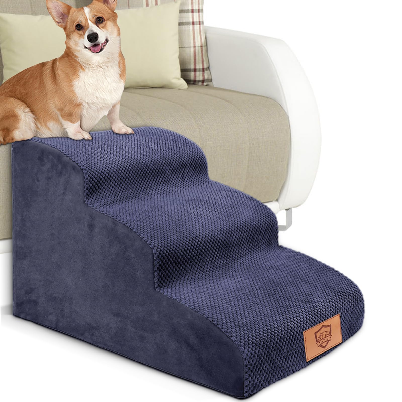 Pawchop Dog Steps for Bed 3-Step Waterproof Dog Stairs for Small Dogs & Cats