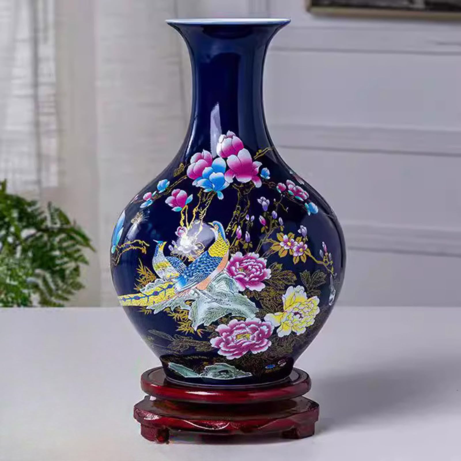 Vase en céramique chinoise Jingdezhen 22 cm idee cadeau deco maison artisanat