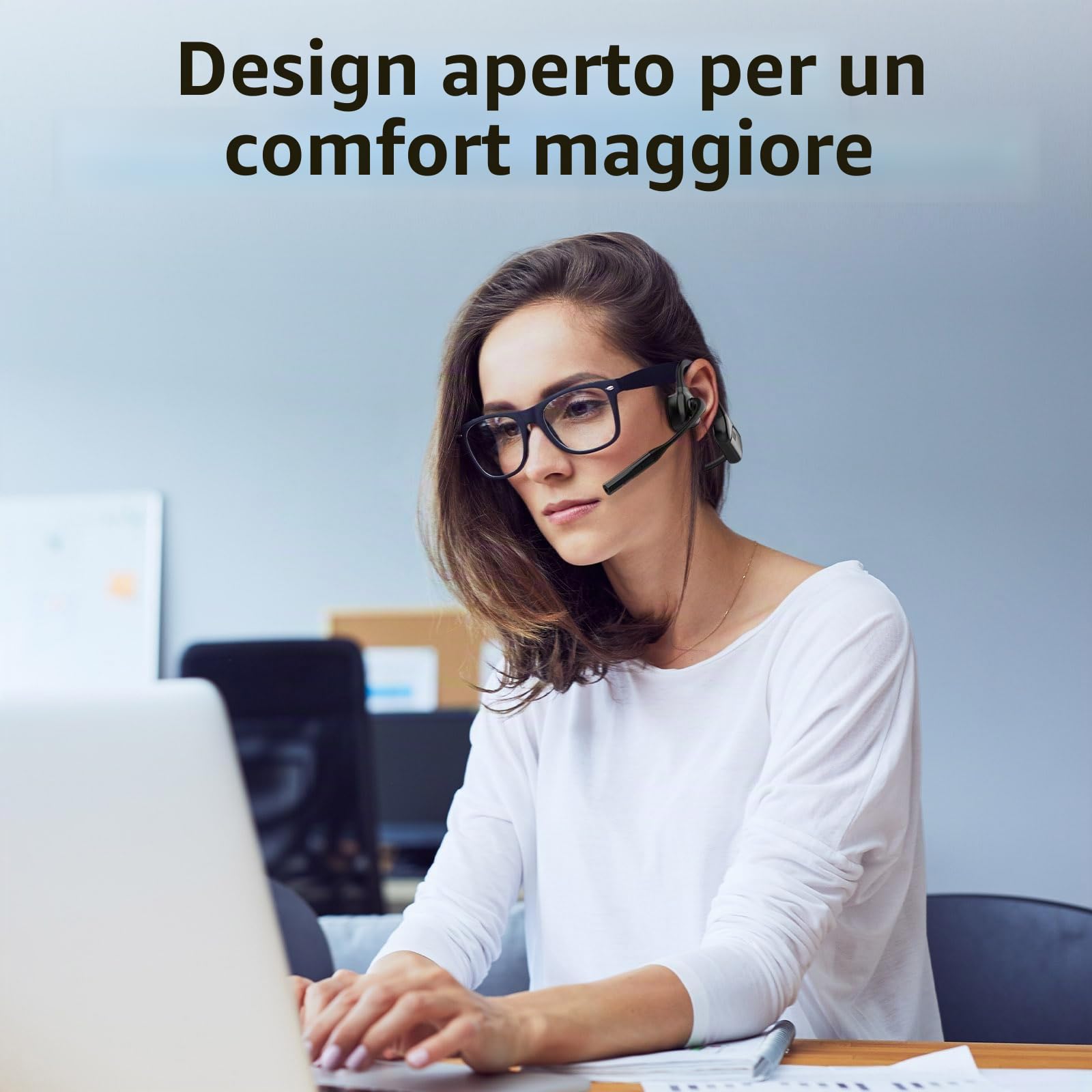Auricolari Bluetooth aperti con microfono, auricolari wireless con riduzione del rumore e pulsante mute, supporta aptX-LL/aptX-HD, progettati per riunioni e home office (nero)