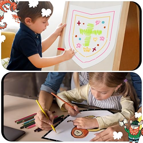 Miniatura 4 de ReliThick Juego de 36 protectores de cartón en blanco para bricolaje, para decorar el escudo de cartón, formas de escudo, recortes con asas para