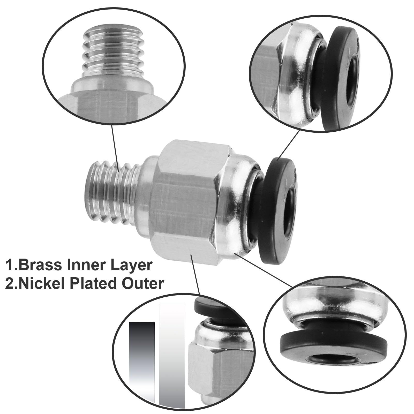 IKOPFLN 10 Pièces Pc4-M6 Connecteur,Connecteur Pneumatique Pc4-M6,Raccord Pneumatique Pour Tubes,Connecteur Pneumatique Droit Pc4-M6,Pc4-M6 Connecteur De Tube Droit Pneumatique Pour Imprimante 3D