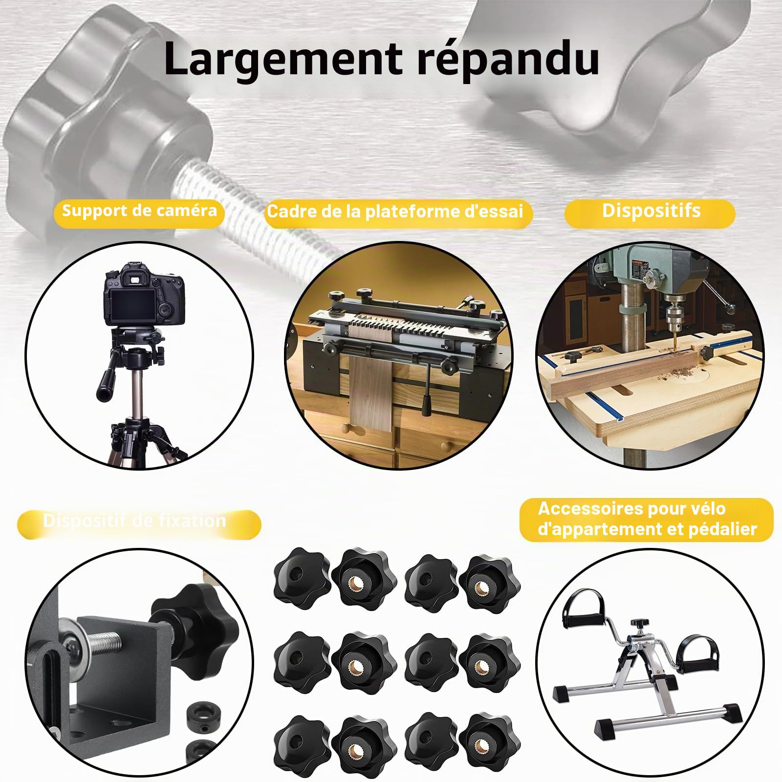 Lot de 20 écrous de poignée en forme d'étoile - Filetage intérieur M8 x 32 mm - Bouton de serrage - En plastique noir - Écrou moleté - Pour appareils mécaniques, industriels et électroniques