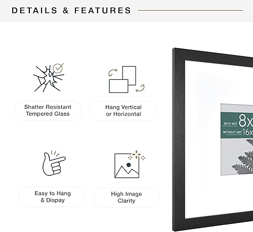 Vista 555 de MCS Studio Gallery Marco para póster de 16 x 24 pulgadas, imitación de veta de madera de color negro, colgar en horizontal o vertical, grande
