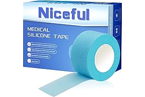 Silicone Sensitive-Skin Blue Surgical Tape: 4 Rolls of Waterproof, Repositionable Medical Tape...