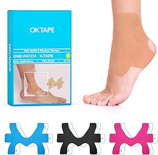 Precut Kinesiology Ankle Tape, 10 Pcs, Pain Relief, Prevent Ankle Sprain, Provide Support for Ankle Ligament, Elastic Athletic Tape, Breathable K Tape for Daily use - Beige