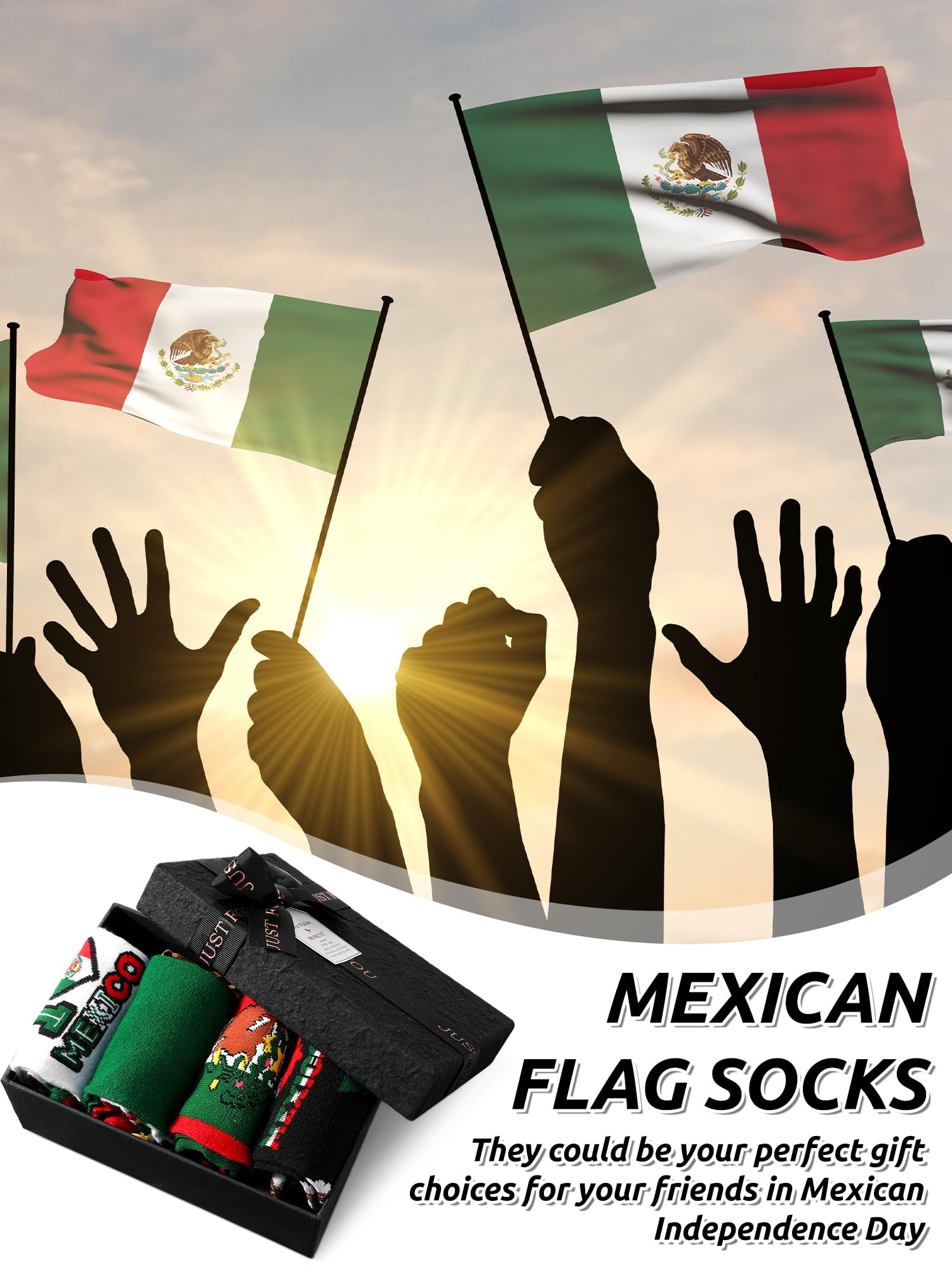 Cutecrop 4 Pairs Mexican Flag Crew Socks Novelty Mexican Gifts and Souvenirs Funny Dress Socks for Men Women