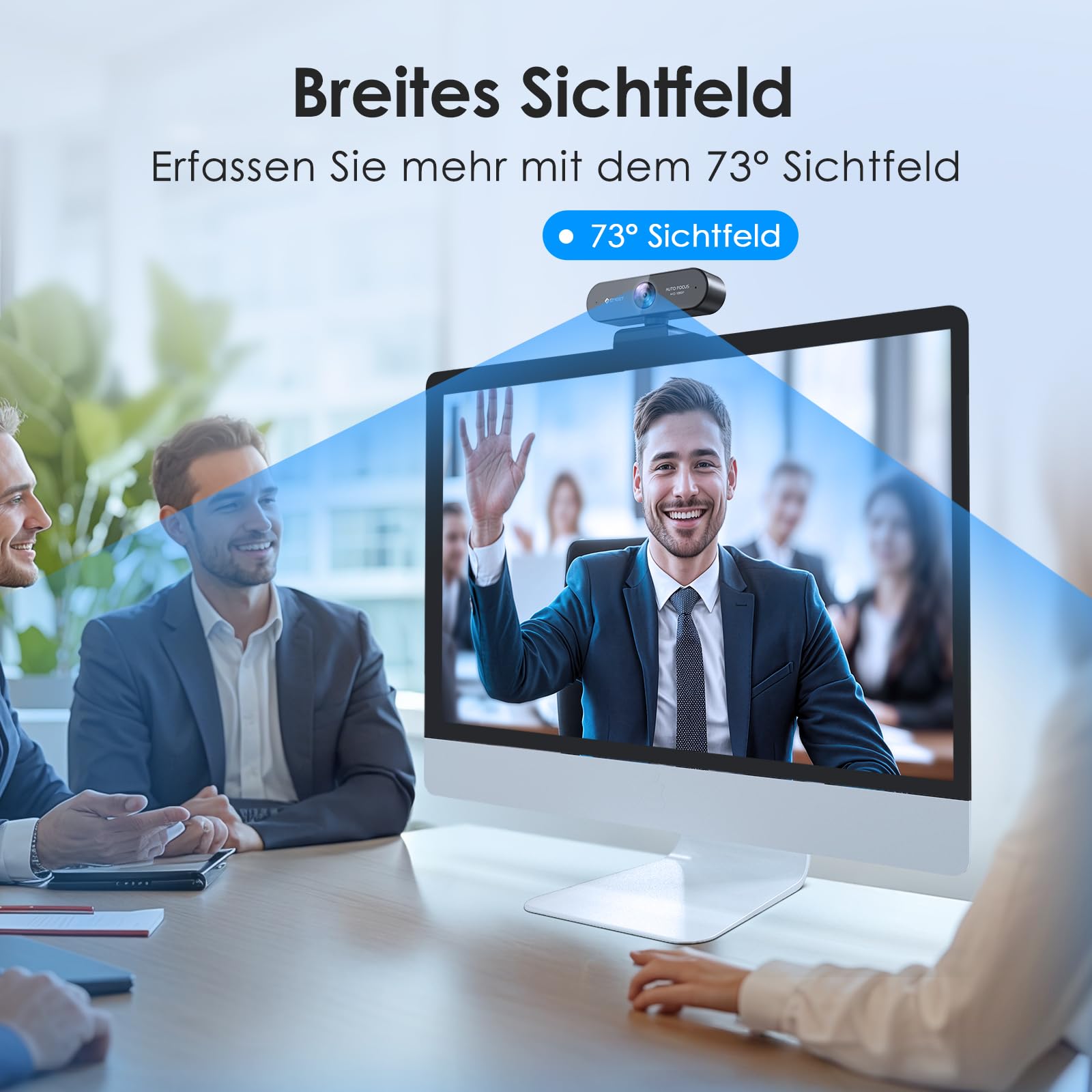 EMEET NOVA Webcam 1080P Full HD Autofokus 96° Weitwinkel Rauschunterdrückung