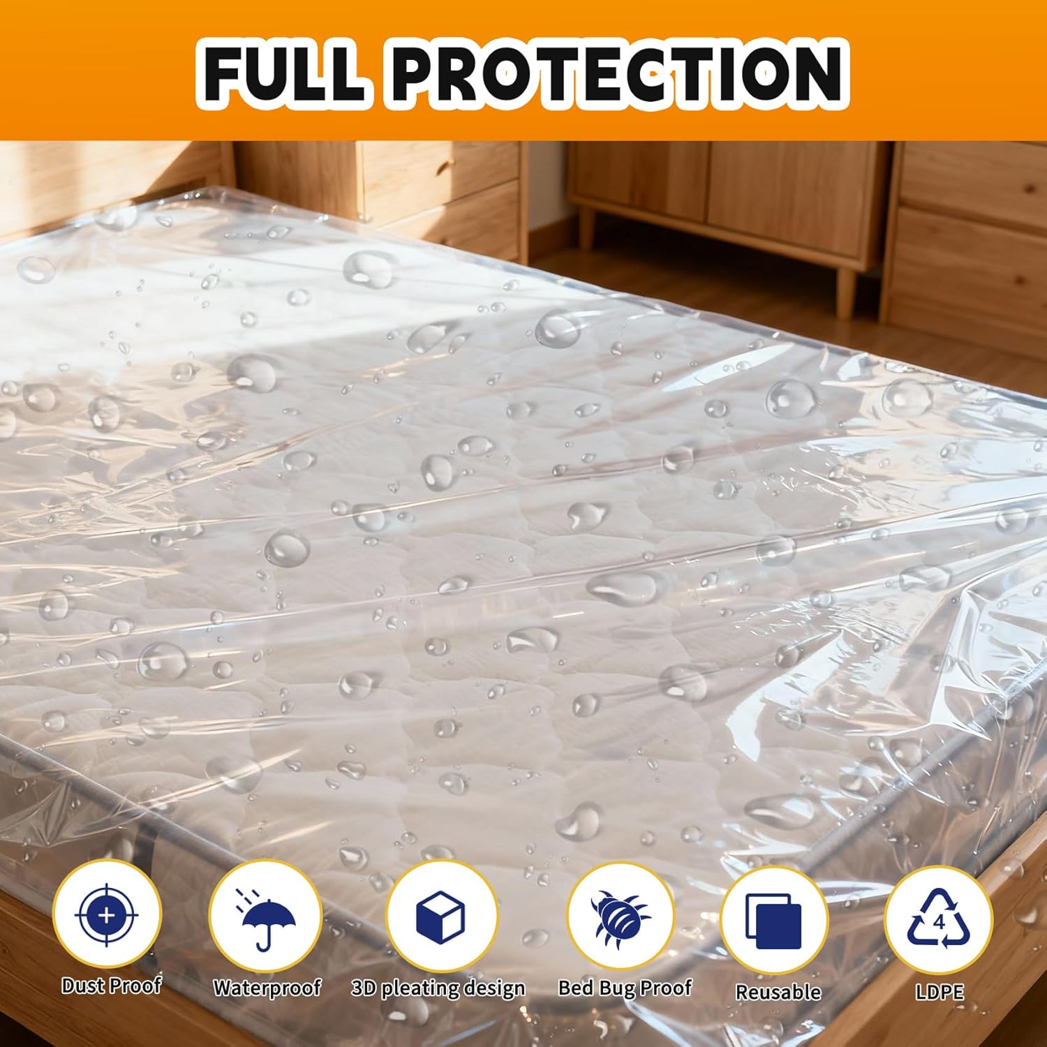TopSoon 2PK Clear Plastic Mattress Bag - Moving & Storage Cover for Mattress or Box Spring - Heavy-Duty Disposal Supplies (4mil, King)