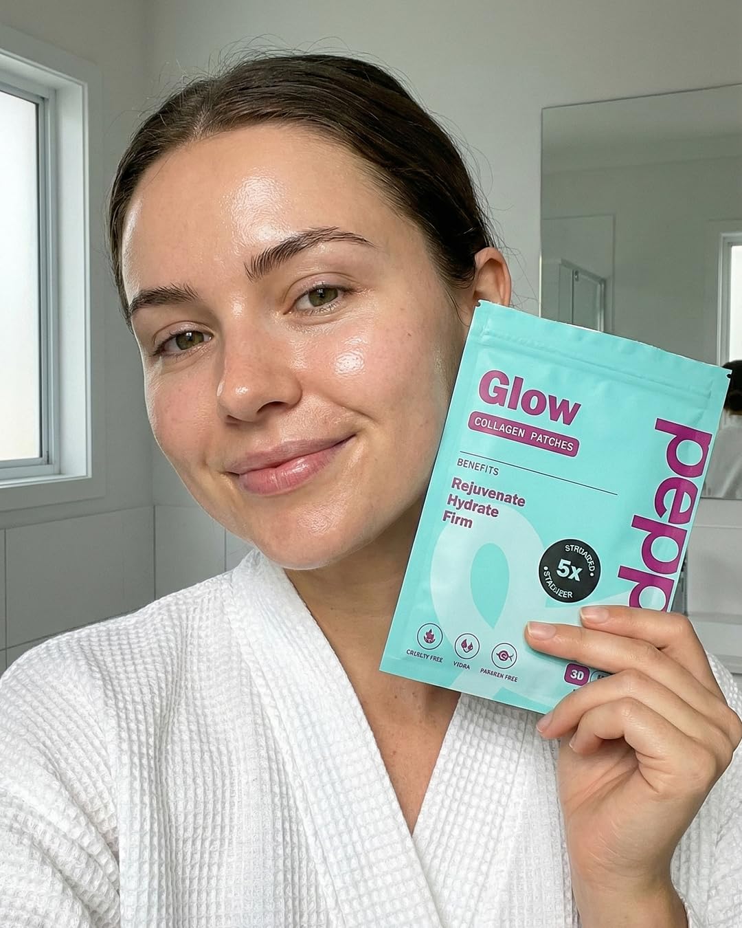 Peppy Glow Patches 3 Pack 90 Day Supply - Collagen & Botanical Care Patches for Radiant Skin - Plant-Based, Vegan & Latex-free - Simple Daily Routine for Self-Care