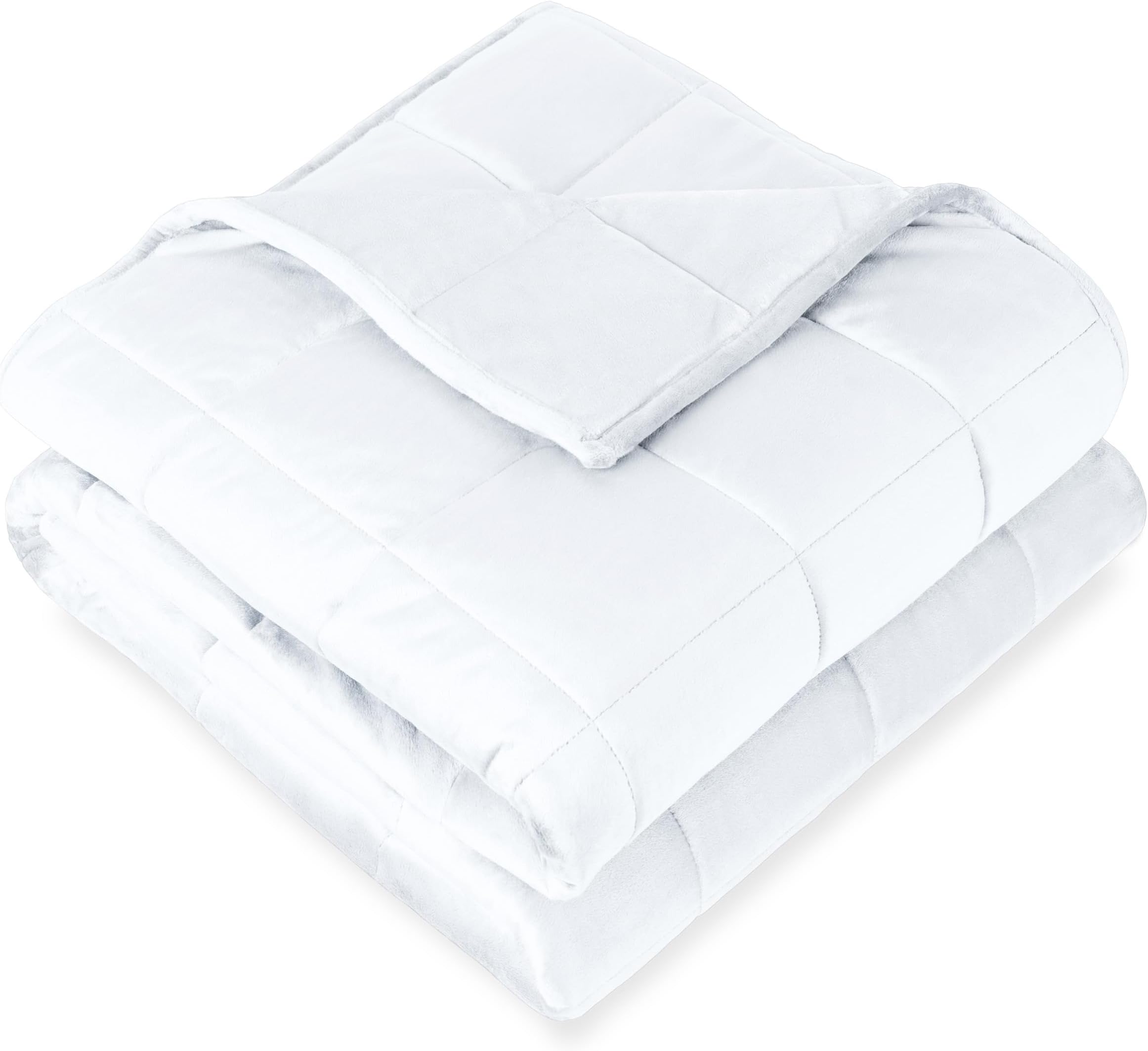 Bare Home Minky Fleece Weighted Blanket (White, 80"x87" 25lbs)