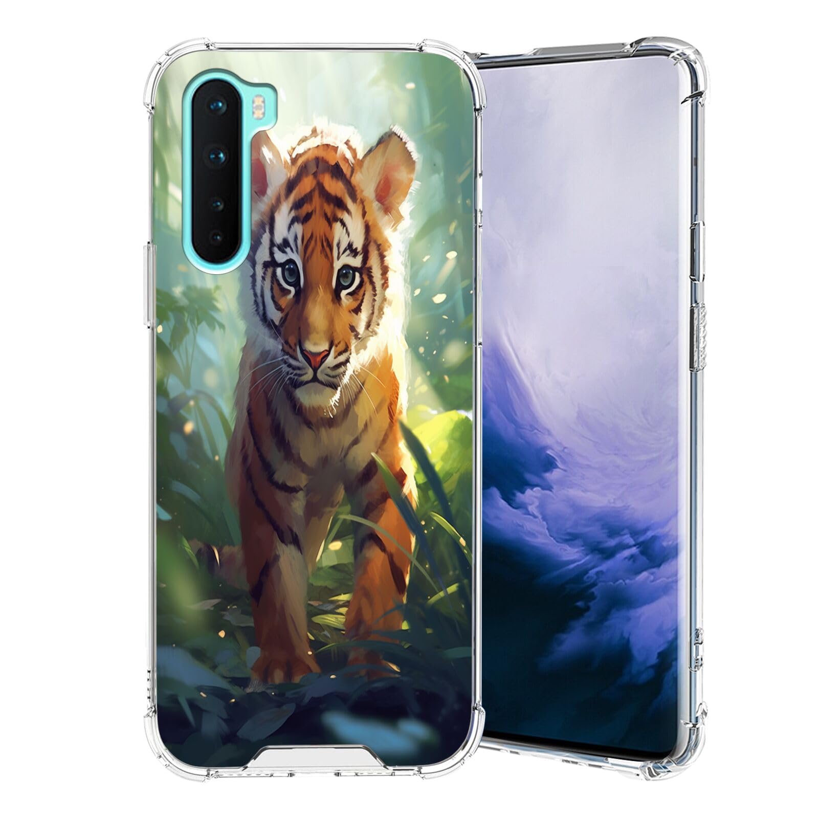 Elgzigok Transparent Case for OnePlus Nord 5G Tiger-aa67 Phone Cover Clear Silicone Protective Case for OnePlus Nord 5G Shock-Proof Four Corners Reinforced