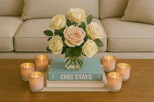 Miniatura 9 de Koyal Wholesale Juego de 12 portavelas votivas de vidrio de mercurio esmerilado de 3 pulgadas de alto, color rosa esmerilado, juego de 12,