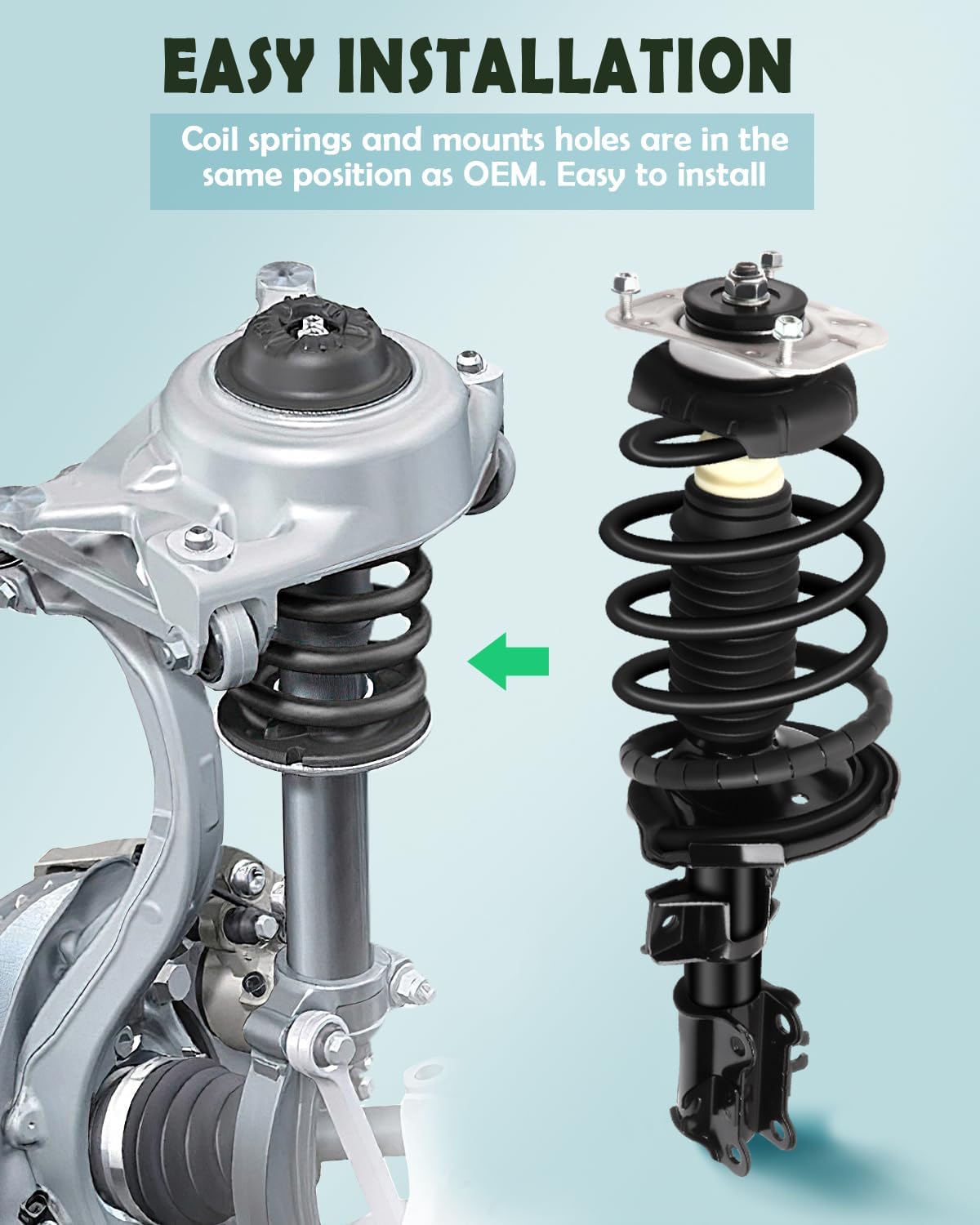 SCITOO Front Strut Spring Assembly 2001-2009 For Volvo S60, 1999-2006 For Volvo S80, 2001-2007 For Volvo V70 Quick Strut Shock Absorber with 11861 11862