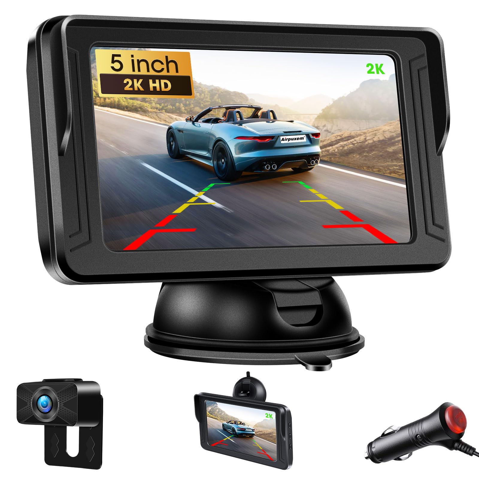 Telecamera per Retromarcia Wireless Digitale, Monitor LCD da 7 Pollici, 2 XTelecamera Posteriore Auto Impermeabile IP69, Visione Notturna Colorata, per camion/rimorchio/autobus/camper 12V-24V