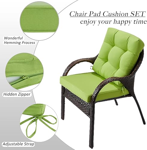 Miniatura 3 de JMGBird Cojín copetudo para asiento y respaldo para exteriores, juego de cojines para silla de asiento profundo de 22 x 22 pulgadas, cojín de silla