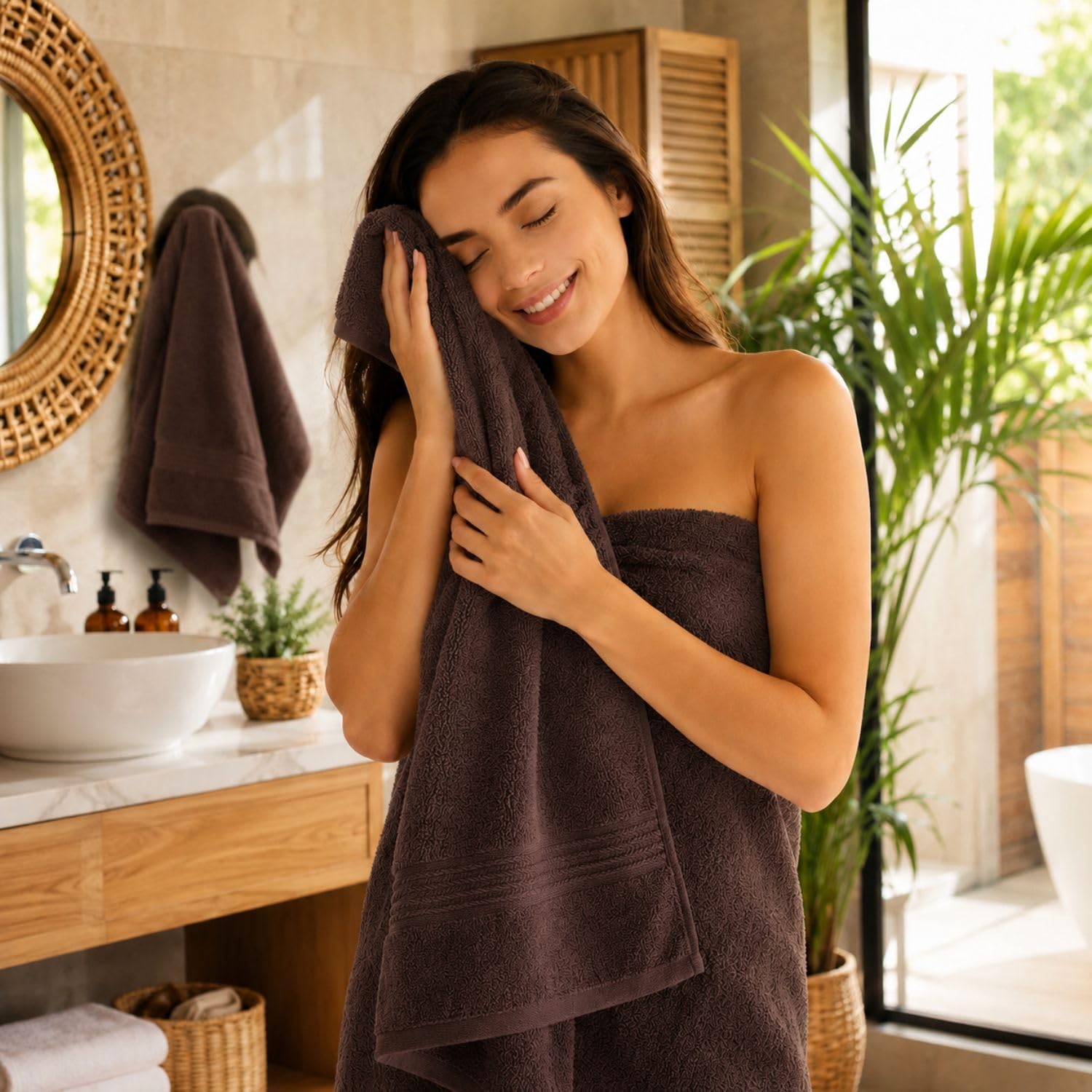 LINORA 2-Pack Cotton Bath Towels - Soft & Absorbent -4