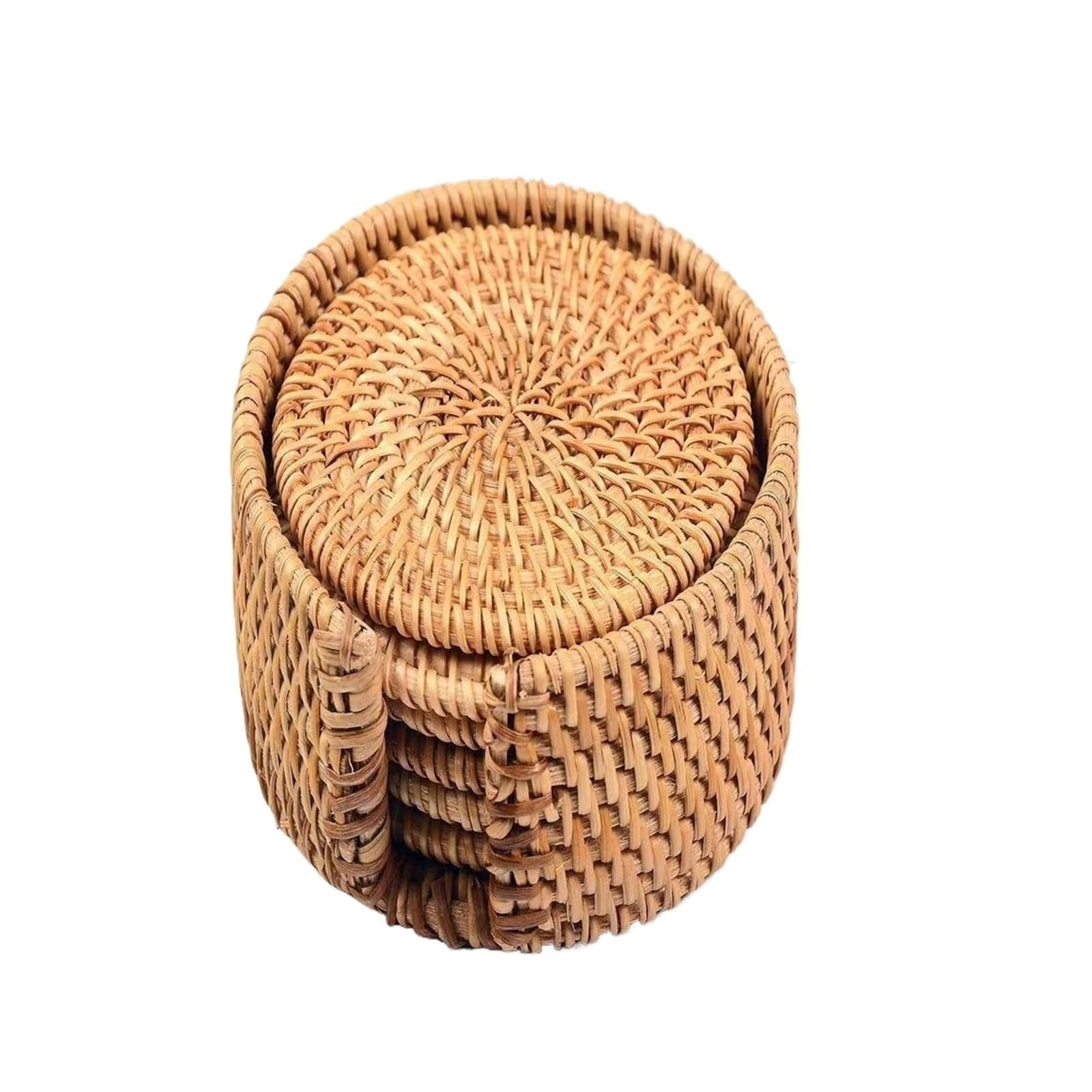 Dessous de verre en rotin naturel avec boîte de rangement XXL isolant pour table de salon